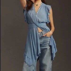 NWT Anthropologie Gossamer Flowy Periwinkle Long Top